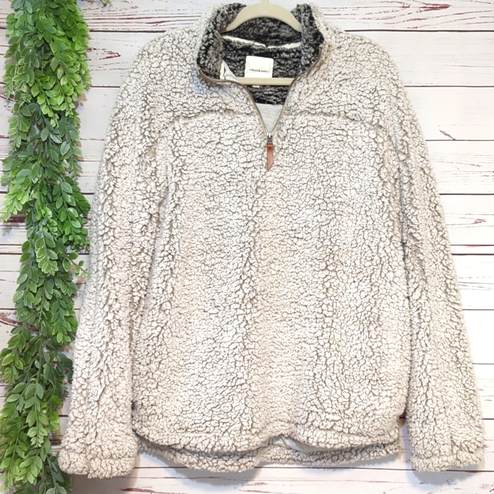 Thread and Supply Wubby Fleece Quarter Zip Soft Fuzzy Faux Fur Cozy Pullover Lar - Picture 3 of 16